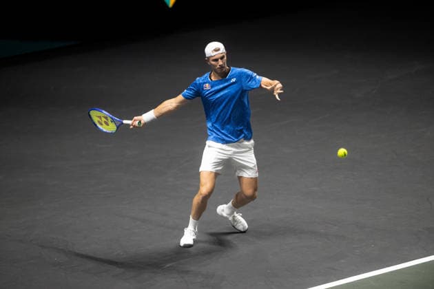 ROTTERDAM, NETHERLANDS - FEBRUARY 09: Nicolai Budkov Kjaer of Norway in action against Jaume Munar of Spain on Day 1 of the ABN AMRO Open at Rotterdam Ahoy on February 9, 2026 in Rotterdam, Netherlands. (Photo by Andy Astfalck) Netherlands Copyright: xAndyxAstfalckx