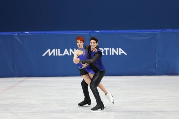 Winter Olympics - Evgeniia Lopareva and Geoffrey Brissaud At Figure skating, Eiskunstlauf Team Event Ice Dance-Rhythm Dance - Milan Evgeniia Lopareva and partner Geoffrey Brissaud of Team France compete in Ice Dance - Rhythm Dance Qualification on day three of the Milano Cortina 2026 Winter Olympic Games, Olympische Spiele, Olympia, OS at Milano Ice Skating Arena on February 9, 2026 in Milan, Italy. Photo by Alexis Jumeau ABACAPRESS.COM Milan Italy  Copyright: xJumeauxAlexis ABACAx
