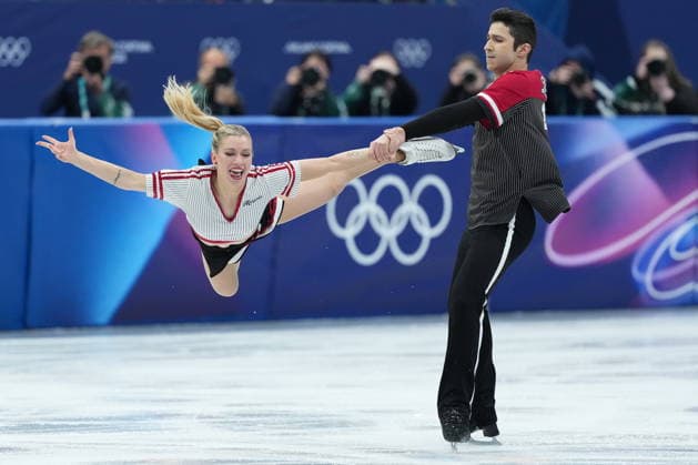 February 9, 2026, Milan, ITALY: Marjorie Lajoie and Zachary Lagha of Team Canada compete in the Figure skating, Eiskunstlauf Ice Dance Rhythm Dance event during the 2026 Milan Cortina Winter Olympics in Milan, Italy on Monday, February 9, 2026. Canada News - February 9, 2026  - ZUMAc35_ 20260209_zaf_c35_174 Copyright: xNathanxDenettex
