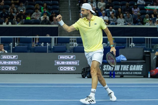 February 9, 2026, Frisco, Texas, USA: GRIGOR DIMITROV (BUL) reacts during a menÃ¢â‚¬â ¢s doubles match at 2026 Nexo Dallas Open at The Ford Center at The Star in Frisco, Texas. Kovecevic and Shelton defeated Dimitriov and Georgiev 5:7. 7:6, 10:3. Frisco USA - ZUMAh193 20260209_zsp_h193_096 Copyright: xDanielxMcGregor-Huyerx