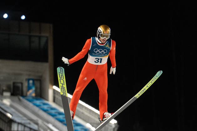 Ski jumping, Skispringen, Ski, nordisch - Milano Cortina 2026 Winter Olympics Day 3 Gregor Deschwanden during Milano Cortina 2026 Winter Olympics Men™s ski jumping normal hill compettition in Predazzo on February 9, 2026 Predazzo Italy  Copyright: xFotoxOlimpikx originalFilename:jastrzebowski-skijumpi260209_np9Ib.jpg
