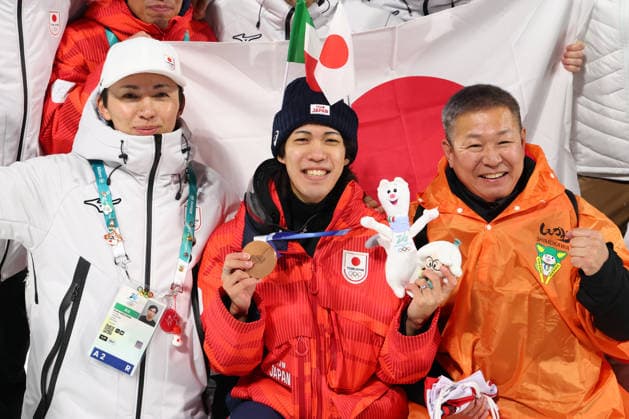 Kento Sakuyama coach, Ren Nikaido (JPN), FEBRUARY 9, 2026 - Ski jumping, Skispringen, Ski, nordisch : Men s Individual Normal Hill Medal ceremony during the Milano Cortina 2026 Olympic Winter games, Winterspiele,Spiele, Summer games at Predazzo Ski Jumping Stadium in Predazzo, Italy. Noxthirdxpartyxsales  aflo_319157372