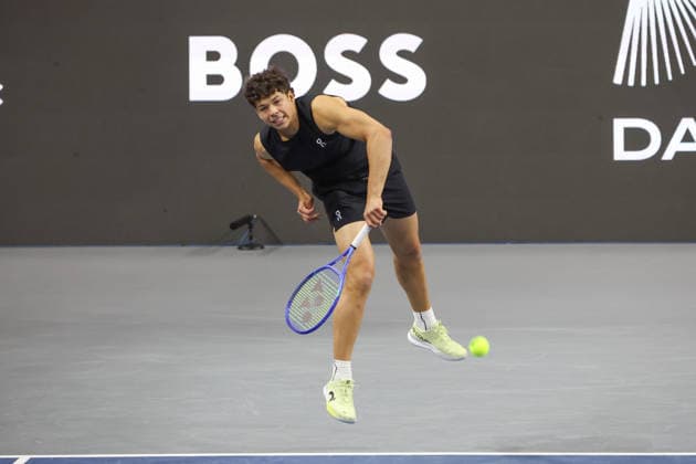 FRISCO, TX - FEBRUARY 09: Ben Shelton (USA) serves during the Nexo Dallas Open on February 9, 2026 at the Ford Center at The Star in Frisco, TX. (Photo by George Walker Icon Sportswire) TENNIS: FEB 09 Dallas Open EDITORIAL USE ONLY Icon26020937