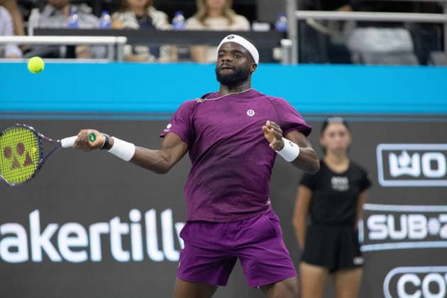 February 9, 2026, Frisco, Texas, USA: FRANCIS TIAFOE (USA) uses a forehand during a menÃ¢â‚¬â ¢s singles match at 2026 Nexo Dallas Open at The Ford Center at The Star in Frisco, Texas. Tiafoe defeated Atmane 4:6, 6:2, 6:2. Frisco USA - ZUMAh193 20260209_zsp_h193_110 Copyright: xDanielxMcGregor-Huyerx