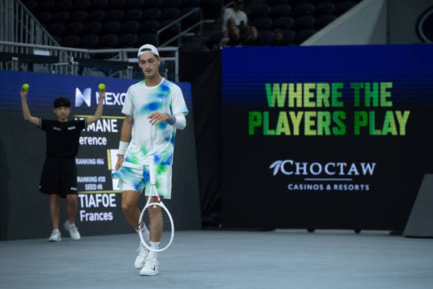 February 9, 2026, Frisco, Texas, USA: TERENCE ATMANE (FRA) throws his racket during a menÃ¢â‚¬â ¢s singles match at 2026 Nexo Dallas Open at The Ford Center at The Star in Frisco, Texas. Tiafoe defeated Atmane 4:6, 6:2, 6:2. Tennis 2026: Dallas Open: Atmane 4:6, 6:2, 6:2 Tiafoe  - ZUMAh193 20260209_zsp_h193_148 Copyright: xDanielxMcGregor-Huyerx