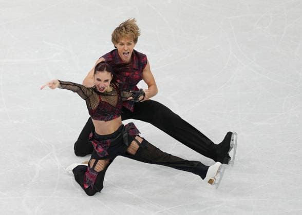 (260209) -- MILAN, Feb. 9, 2026 -- Diana Davis (R) Gleb Smolkin of Georgia compete during the rhythm dance of Figure skating, Eiskunstlauf ice dance competition at the Milan-Cortina 2026 Olympic Winter games, Winterspiele,Spiele, Summer games in Milan, Italy, Feb. 9, 2026. ) (MICO2026)ITALY-MILAN-OLYMPIC WINTER GAMES-FIGURE SKATING-ICE DANCE-RHYTHM DANCE XuexYuge 