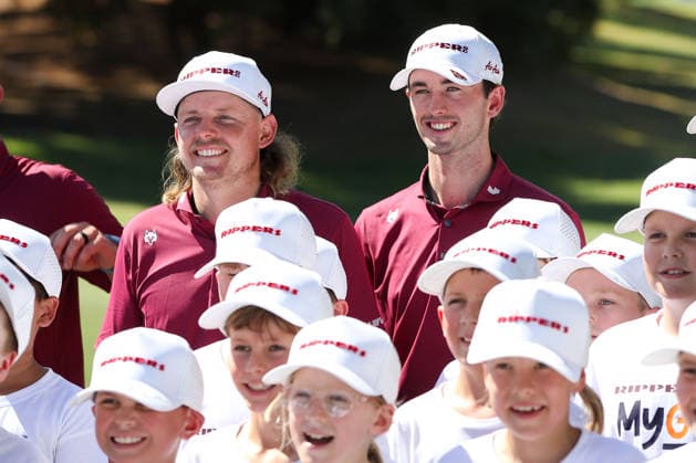 LIV GOLF PRESSER, Cam Smith and Elvis Smylie of Ripper GC Squad during a LIV Golf clinic at LIV Golf in Adelaide, South Australia, Tuesday, February 10, 2026. ( NO ARCHIVING Adelaide South Australia Australia  Copyright: xMattxTurnerx 20260210117287655183