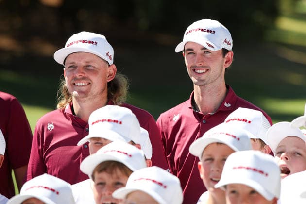 LIV GOLF PRESSER, Cam Smith and Elvis Smylie of Ripper GC Squad during a LIV Golf clinic at LIV Golf in Adelaide, South Australia, Tuesday, February 10, 2026. ( NO ARCHIVING Adelaide South Australia Australia  Copyright: xMattxTurnerx 20260210184654231872