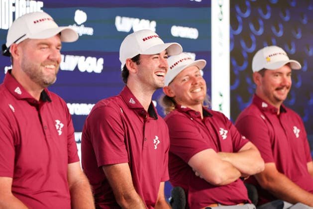LIV GOLF PRESSER, Marc Leishman, Elvis Smylie, Cam Smith and Lucas Herbert of the Ripper GC Squad speak during a LIV Golf media opportunity at LIV Golf Adelaide Media Centre in Adelaide, South Australia, Tuesday, February 10, 2026. ( NO ARCHIVING Adelaide South Australia Australia  Copyright: xMattxTurnerx 20260210118064877513