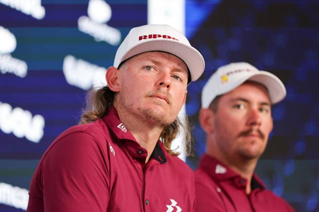 LIV GOLF PRESSER, Marc Leishman, Elvis Smylie, Cam Smith and Lucas Herbert of the Ripper GC Squad speak during a LIV Golf media opportunity at LIV Golf Adelaide Media Centre in Adelaide, South Australia, Tuesday, February 10, 2026. ( NO ARCHIVING Adelaide South Australia Australia  Copyright: xMattxTurnerx 20260210128111314128
