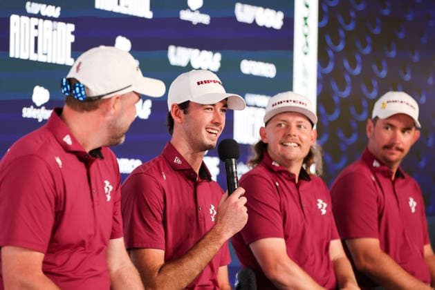 LIV GOLF PRESSER, Marc Leishman, Elvis Smylie, Cam Smith and Lucas Herbert of the Ripper GC Squad speak during a LIV Golf media opportunity at LIV Golf Adelaide Media Centre in Adelaide, South Australia, Tuesday, February 10, 2026. ( NO ARCHIVING Adelaide South Australia Australia  Copyright: xMattxTurnerx 20260210162815468399