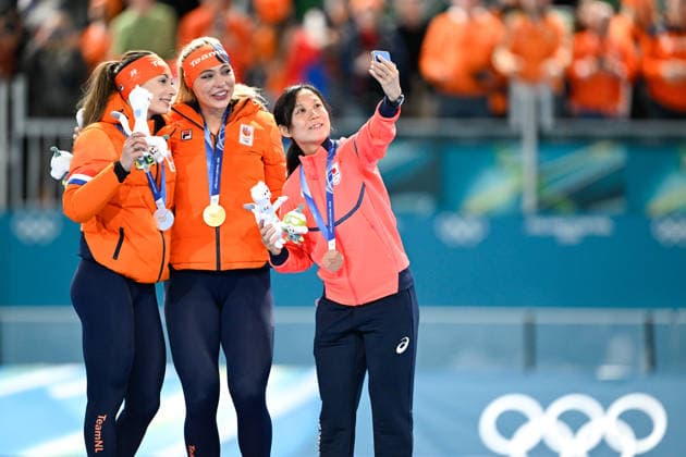 (L-R) Femke Kok, Jutta Leerdam (NED), Miho Takagi (JPN), FEBRUARY 9, 2026 - Speed skating, Eisschnelllauf : Women s 1000m Medal Ceremony during the Milano Cortina 2026 Olympic Winter games, Winterspiele,Spiele, Summer games at Milano Speed Skating Stadium in Milan, Italy. Noxthirdxpartyxsales  aflo_319167733