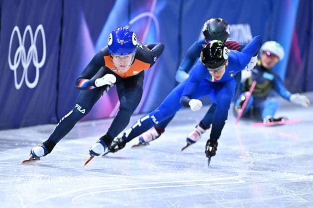 Dutch shorttrack skater Michelle Velzeboer pictured in action during the women s 500m heats of the Short Track Speed skating, Eisschnelllauf competition at the Milano Cortina 2026 Olympic Winter games, Winterspiele,Spiele, Summer games on Tuesday 10 February 2026 in Milan, Italy. The XXV Winter Olympics take place from 6 to 22 February 2026 in Italy. JASPERxJACOBS  x162343714x