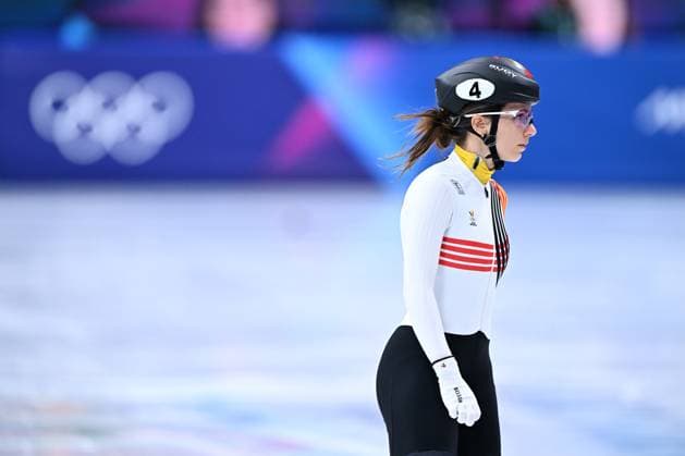 Belgian shorttrack skater Hanne Desmet pictured ahead of the Women 500m heats in the Short Track Speed skating, Eisschnelllauf competition at the Milano Cortina 2026 Olympic Winter games, Winterspiele,Spiele, Summer games on Tuesday 10 February 2026 in Milan, Italy. The XXV Winter Olympics take place from 6 to 22 February 2026 in Italy. JASPERxJACOBS  x162343725x