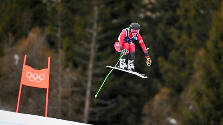 OLYMPICS - Winter Olympic Games, Olympische Spiele, Olympia, OS Milano Cortina 2026 CORTINA D AMPEZZO,ITALY,10.FEB.26 - OLYMPICS, ALPINE SKIING - Winter Olympic Games Milano Cortina 2026, team combined, downhill, women. Image shows Cornelia Huetter (AUT).  GEPAxpictures xAlexanderxSolc