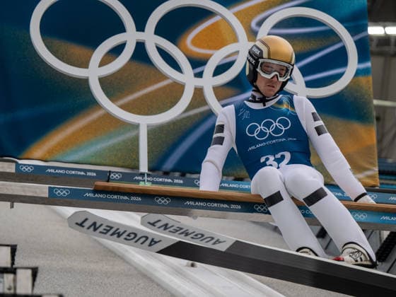OLYMPICS - Winter Olympic Games, Olympische Spiele, Olympia, OS Milano Cortina 2026 VAL DI FIEMME,ITALY,10.FEB.26 - OLYMPICS, NORDIC SKIING, NORDIC COMBINED, Ski jumping, Skispringen, Ski, nordisch - Winter Olympic Games Milano Cortina 2026, normal hill, training . Image shows Stefan Rettenegger (AUT).  GEPAxpictures xOliverxLerch