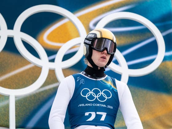 OLYMPICS - Winter Olympic Games, Olympische Spiele, Olympia, OS Milano Cortina 2026 VAL DI FIEMME,ITALY,10.FEB.26 - OLYMPICS, NORDIC SKIING, NORDIC COMBINED, Ski jumping, Skispringen, Ski, nordisch - Winter Olympic Games Milano Cortina 2026, normal hill, training . Image shows Andreas Skoglund (NOR).  GEPAxpictures xOliverxLerch