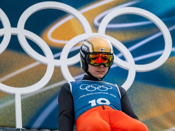 OLYMPICS - Winter Olympic Games, Olympische Spiele, Olympia, OS Milano Cortina 2026 VAL DI FIEMME,ITALY,10.FEB.26 - OLYMPICS, NORDIC SKIING, NORDIC COMBINED, Ski jumping, Skispringen, Ski, nordisch - Winter Olympic Games Milano Cortina 2026, normal hill, training . Image shows Wille Karhumaa (FIN).  GEPAxpictures xOliverxLerch