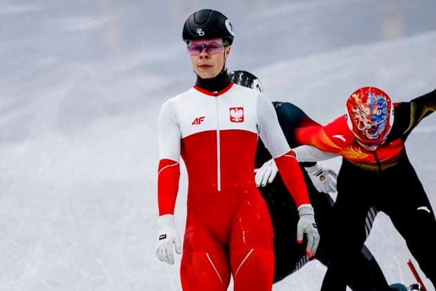 Michal Niewinski of Poland and Roberts Kruzbergs of Latvia and Long Sun of China Men s 1000m, Milano Cortina 2026 Winter Olympics: Day 4, Short Track Speed skating, Eisschnelllauf - Milano Cortina 2026 Winter Olympics: Day 4, Milano Speed Skating Stadium, February 10, 2026, Milan, Italy.