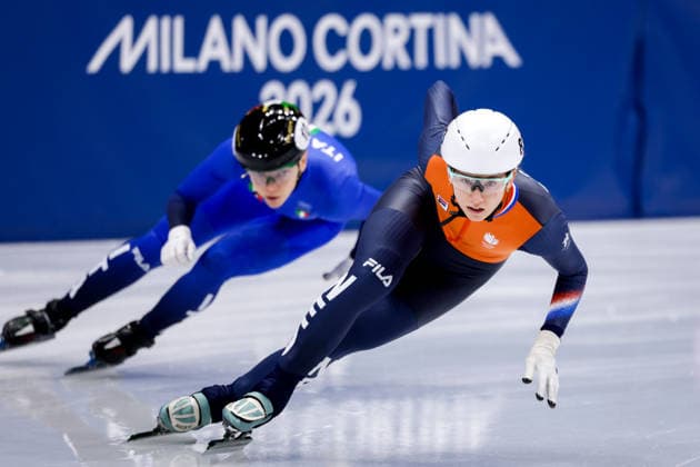 2026-02-10 Short Track Speed skating, Eisschnelllauf - Milano Cortina 2026 Winter Olympics - Day 4 MILAN, ITALY - FEBRUARY 10: Selma Poutsma of the Netherlands competing in the Mixed Team Relay during Day 4 of Short Track Speed Skating - Milano Cortina 2026 Winter Olympics at Milano Ice Skating Arena on February 10, 2026 in Milan, Italy. (Photo by Joris Verwijst BSR Agency) Milan Italy Content not available for redistribution in The Netherlands directly or indirectly through any third parties. Copyright: xBSRxAgencyx