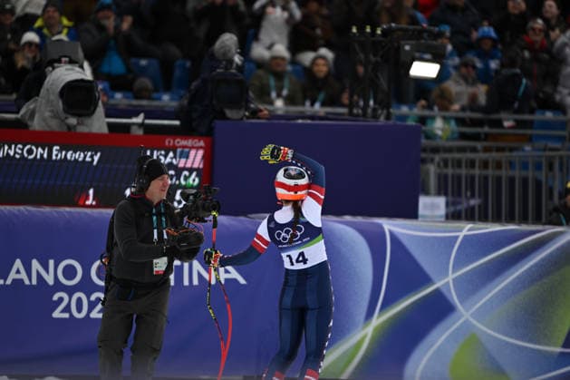 February 10, 2026, Cortina, Veneto, Italy: Breezy Johnson Mikaela Shiffrin from Stati Uniti dÃ¢â‚¬â ¢America during the Winter Olympic Games, Olympische Spiele, Olympia, OS Milano Cortina 2026, in Tofane Alpine Skiing Centre , on February 10 2026, in Cortina, Italy Cortina Italy - ZUMAm345 20260210_oly_m345_023 Copyright: xFedericoxManonix