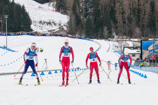 Winter Olympics in Milan Cortina 2026 Val di Fiemme, Italy 20260210. JC Schoonmaker from the USA, Oskar Opstad Vike from Norway, Valerio Grond from Switzerland and Harald Oestberg Amundsen from Norway during the cross-country sprint finals at the Tesero stadium during the Winter Olympics in Milano Cortina 2026. Photo: Lise Aaserud NTB Val di Fiemme Italy EDITORIAL USE ONLY. RESTRICTED USE FOR BETTING COMPANIES Ref:_SPO1Z0R78BpB8g.jpg *** Winter Olympics in Milan Cortina 2026 Val di Fiemme, Italy 20260210 JC Schoonmaker from the USA, Oskar Opstad Vike from Norway, Valerio Grond from Switzerland and Harald Oestberg Amundsen from Norway during the cross country sprint finals at the Tesero stadium during the Winter Olympics in Milano Cortina 2026 Photo Lise Aaserud NTB Val di Fiemme Italy EDITORIAL USE ONLY RESTRICTED USE FOR BETTING COMPANIES  Copyright: xLisexAserudx xNTBx