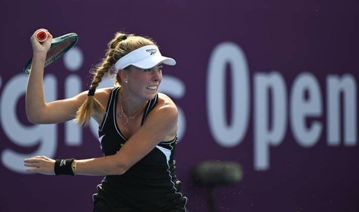 Qatar TotalEnergies Open 2026 - Day Three DOHA, QATAR FEBRUARY 10: Magdalena Frech of Poland in action against Ann Li of the United States in the second round on Day Three of the Qatar TotalEnergies Open, part of the Hologic WTA, Tennis Damen Tour, at the Khalifa International Tennis and Squash Complex on February 10, 2026 in Doha, Qatar. Doha Qatar  Copyright: xArturxWidakx originalFilename:widak-qatartot260210_npDSd.jpg