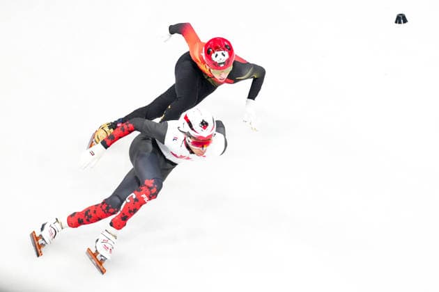 2026-02-10 - Milano Cortina 2026 Winter Olympics MILAN, ITALY - FEBRUARY 10: William Dandjinou of Canada, Xiaojun Lin of China performing on the Mixed Team Relay - Quarterfinals during the Milano Cortina 2026 Winter Olympics at the Milano Ice Skating Arena on February 10, 2026 in Milan, Italy Milan Milano Ice Skating Arena Italy Content not available for redistribution in The Netherlands directly or indirectly through any third parties. Copyright: xAndrexWeeningx