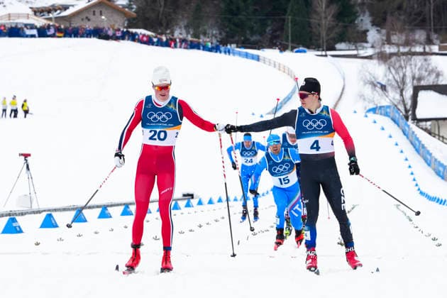 Winter Olympics in Milan Cortina 2026 Val di Fiemme, Italy 20260210. Oskar Opstad Vike from Norway and Jiri Tuz from the Czech Republic during the cross-country sprint finals at the Tesero stadium during the Winter Olympics in Milan Cortina 2026. Photo: Lise Aserud NTB Val di Fiemme Italy EDITORIAL USE ONLY. RESTRICTED USE FOR BETTING COMPANIES Ref:_SPOZ5fVDE4g2BY.jpg *** Winter Olympics in Milan Cortina 2026 Val di Fiemme, Italy 20260210 Oskar Opstad Vike from Norway and Jiri Tuz from the Czech Republic during the cross country sprint finals at the Tesero stadium during the Winter Olympics in Milan Cortina 2026 Photo Lise Aserud NTB Val di Fiemme Italy EDITORIAL USE ONLY RESTRICTED USE FOR BETTING COMPANIES  Copyright: xLisexAserudx xNTBx