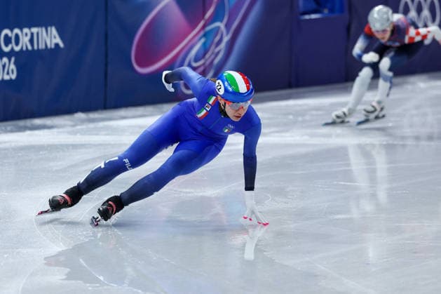 GIOCHI OLIMPICI - Olimpiadi Invernali Milano-Cortina 2026 - Short Track Speed skating, Eisschnelllauf Mixed Team Relay Finals Chiara Betti (ITA) during the Olympic Winter Milano-Cortina 2026 Shirt Track Speed Skating Women s 500m Heats on February 10, 2026 at Milano Ice Skating Arena in Milan, Italy Cortina D Ampezzo Italy  Copyright: xIPAxSport ABACAx