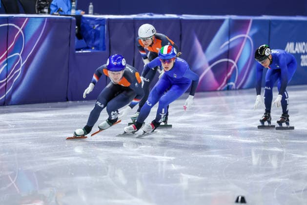 Team Italia during the Olympic Winter Milano-Cortina 2026 Shirt Track Speed skating, Eisschnelllauf Team Relay on February 10, 2026 at Milano Ice Skating Arena in Milan, Italy  Copyright: xFabrizioxCarabelli IPAxSportx xipa-agency.netx xx IPA_71219593 IPA_Agency_IPA71219593