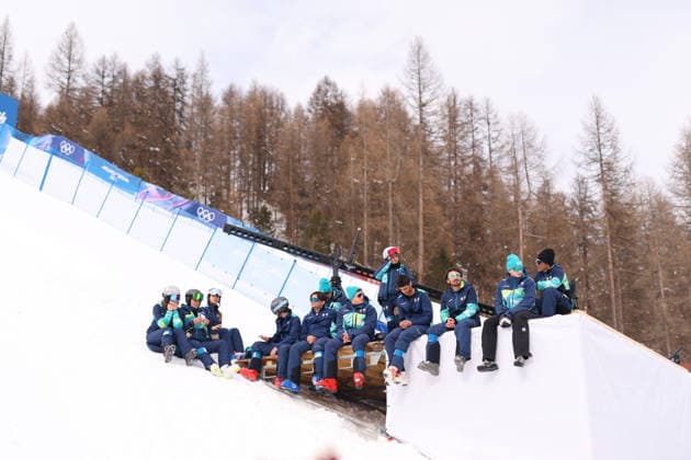 General view, FEBRUARY 10, 2026 - Freestyle Skiing : Men s Mogle Qualification during the Milano Cortina 2026 Olympic Winter games, Winterspiele,Spiele, Summer games at Livigno Aerials and Moguls Park in Livigno, Italy.  aflo_319200927