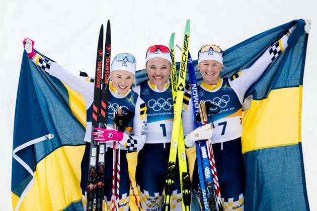 260210 Jonna Sundling, Linn Svahn and Maja Dahlqvist of Sweden celebrate after winning women s classic technique cross-country skiing sprint final during day 4 of the 2026 Winter Olympics on February 10, 2026 in Val di Fiemme. Photo: Joel Marklund BILDBYRAN kod JM MT0970 skidor cross-country skiing langrenn Olympic Games, Olympische Spiele, Olympia, OS olympics winter olympics os ol olympiska spel vinter-os olympiske leker milano cortina 2026 milan cortina 2026 milano cortina 2026 olympic games milano cortina 2026 winter olympic games milano cortina-os milano cortina-ol vinter-ol 4 bbeng sprint *** 260210 Jonna Sundling, Linn Svahn and Maja Dahlqvist of Sweden celebrate after winning women s classic technique cross country skiing sprint final during day 4 of the 2026 Winter Olympics on February 10, 2026 in Val di Fiemme Photo Joel Marklund BILDBYRAN kod JM MT0970 skidor cross country skiing langrenn olympic games olympics winter olympics os ol olympiska spel vinter os olympiske leker milano cortina 2026 milan cortina 2026 milano cortina 2026 olympic games milano cortina 2026 winter olympic games milano cortina os milano cortina ol vinter ol 4 bbeng sprint  Copyright: JOELxMARKLUND BB260210JM111
