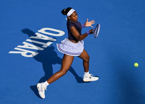 Qatar TotalEnergies Open 2026 - Day Three DOHA, QATAR FEBRUARY 10: Coco Gauff of the United States in action against Elisabetta Cocciaretto of Italy in the second round on Day Three of the Qatar TotalEnergies Open, part of the Hologic WTA, Tennis Damen Tour, at the Khalifa International Tennis and Squash Complex on February 10, 2026 in Doha, Qatar. Doha Qatar  Copyright: xArturxWidakx originalFilename:widak-qatartot260210_npilE.jpg