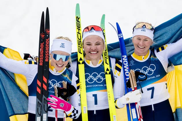 260210 Jonna Sundling, Linn Svahn and Maja Dahlqvist of Sweden celebrate after winning women s classic technique cross-country skiing sprint final during day 4 of the 2026 Winter Olympics on February 10, 2026 in Val di Fiemme. Photo: Joel Marklund BILDBYRAN kod JM MT0970 skidor cross-country skiing langrenn Olympic Games, Olympische Spiele, Olympia, OS olympics winter olympics os ol olympiska spel vinter-os olympiske leker milano cortina 2026 milan cortina 2026 milano cortina 2026 olympic games milano cortina 2026 winter olympic games milano cortina-os milano cortina-ol vinter-ol 4 bbeng sprint *** 260210 Jonna Sundling, Linn Svahn and Maja Dahlqvist of Sweden celebrate after winning women s classic technique cross country skiing sprint final during day 4 of the 2026 Winter Olympics on February 10, 2026 in Val di Fiemme Photo Joel Marklund BILDBYRAN kod JM MT0970 skidor cross country skiing langrenn olympic games olympics winter olympics os ol olympiska spel vinter os olympiske leker milano cortina 2026 milan cortina 2026 milano cortina 2026 olympic games milano cortina 2026 winter olympic games milano cortina os milano cortina ol vinter ol 4 bbeng sprint  Copyright: JOELxMARKLUND BB260210JM112