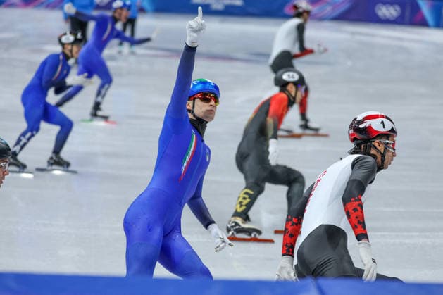GIOCHI OLIMPICI - Olimpiadi Invernali Milano-Cortina 2026 - Short Track Speed skating, Eisschnelllauf Mixed Team Relay Finals Team Italia during the Olympic Winter Milano-Cortina 2026 Shirt Track Speed Skating Team Relay on February 10, 2026 at Milano Ice Skating Arena in Milan, Italy Cortina D Ampezzo Italy  Copyright: xIPAxSport ABACAx