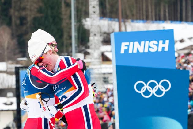 Winter Olympics in Milan Cortina 2026 Val di Fiemme, Italy 20260210. Johannes Hoesflot Klaebo and Oskar Opstad Vike from Norway cheer during the cross-country sprint finals at the Tesero stadium during the Winter Olympics in Milano Cortina 2026. Photo: Lise Aserud NTB Val di Fiemme Italy EDITORIAL USE ONLY. RESTRICTED USE FOR BETTING COMPANIES Ref:_SPO0tXfZNkOBe4.jpg *** Winter Olympics in Milan Cortina 2026 Val di Fiemme, Italy 20260210 Johannes Hoesflot Klaebo and Oskar Opstad Vike from Norway cheer during the cross country sprint finals at the Tesero stadium during the Winter Olympics in Milano Cortina 2026 Photo Lise Aserud NTB Val di Fiemme Italy EDITORIAL USE ONLY RESTRICTED USE FOR BETTING COMPANIES  Copyright: xLisexAserudx xNTBx