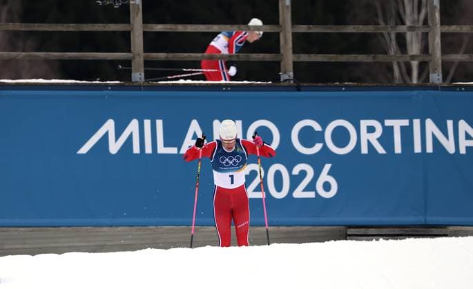 Johannes Hoesfflot (Hösflot) KLAEBO (KLÄBO) (NOR) siegt mit ueberlegenem Vorsprung und wird erneut 1.Platz,1st place, Sieger, winner, Olympiasieger, Olympic Champion. Skilanglauf, Klassik-Sprint. Olympische Winterspiele 2026. 10.2.2026, in Tesero Cross-Country Stadium, Italien. Quelle Copyright Credit : Oryk HAIST *** Johannes Hoesfflot Hösflot KLAEBO KLÄBO NOR wins by an overwhelming margin and is again 1st place, winner, winner, Olympic Champion Cross-Country Skiing, Classic Sprint Olympic Winter Games 2026 10 2 2026, in Tesero Cross Country Stadium, Italy Source Copyright Credit Oryk HAIST xOLY-LL-CCS03x