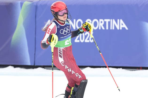 Laurence St-Germain (CAN) during the Olympic Winter games, Winterspiele,Spiele, Summer games Milano-Cortina 2026, Alpine Skiing Women s Team Combined Slalom on February 10, 2026 at Tofane Alpine Skiing Centre in Cortina D Ampezzo, Italy  Copyright: xLucianoxMariaxBisi IPAxSportx xipa-agency.netx xx IPA_71222096 IPA_Agency_IPA71222096