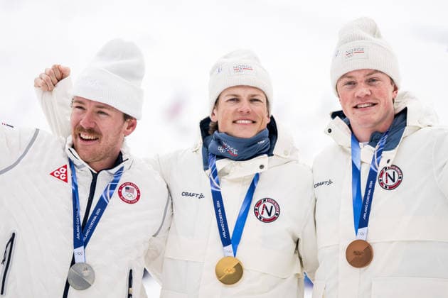 260210 Ben Ogden of United States, Johannes Hosflot Klaebo of Norway and Oskar Opstad Vike of Norway celebrate on the podium after men s classic technique cross-country skiing sprint final during day 4 of the 2026 Winter Olympics on February 10, 2026 in Val di Fiemme. Photo: Maxim Thore BILDBYRAN kod MT MT0970 skidor cross-country skiing langrenn Olympic Games, Olympische Spiele, Olympia, OS olympics winter olympics os ol olympiska spel vinter-os olympiske leker milano cortina 2026 milan cortina 2026 milano cortina 2026 olympic games milano cortina 2026 winter olympic games milano cortina-os milano cortina-ol vinter-ol 4 bbeng sprint jubel norge *** 260210 Ben Ogden of United States, Johannes Hosflot Klaebo of Norway and Oskar Opstad Vike of Norway celebrate on the podium after men s classic technique cross country skiing sprint final during day 4 of the 2026 Winter Olympics on February 10, 2026 in Val di Fiemme Photo Maxim Thore BILDBYRAN kod MT MT0970 skidor cross country skiing langrenn olympic games olympics winter olympics os ol olympiska spel vinter os olympiske leker milano cortina 2026 milan cortina 2026 milano cortina 2026 olympic games milano cortina 2026 winter olympic games milano cortina os milano cortina ol vinter ol 4 bbeng sprint jubel norge  Copyright: MAXIMxTHORE BB260210MT184