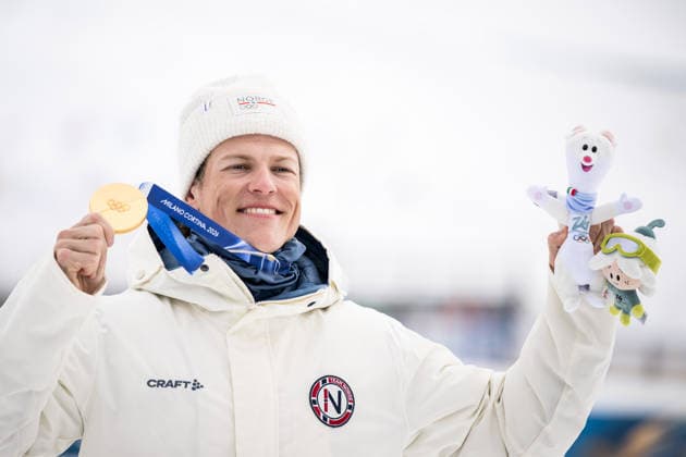 260210 Johannes Hosflot Klaebo of Norway celebrates on the podium after men s classic technique cross-country skiing sprint final during day 4 of the 2026 Winter Olympics on February 10, 2026 in Val di Fiemme. Photo: Maxim Thore BILDBYRAN kod MT MT0970 skidor cross-country skiing langrenn Olympic Games, Olympische Spiele, Olympia, OS olympics winter olympics os ol olympiska spel vinter-os olympiske leker milano cortina 2026 milan cortina 2026 milano cortina 2026 olympic games milano cortina 2026 winter olympic games milano cortina-os milano cortina-ol vinter-ol 4 bbeng sprint jubel norge *** 260210 Johannes Hosflot Klaebo of Norway celebrates on the podium after men s classic technique cross country skiing sprint final during day 4 of the 2026 Winter Olympics on February 10, 2026 in Val di Fiemme Photo Maxim Thore BILDBYRAN kod MT MT0970 skidor cross country skiing langrenn olympic games olympics winter olympics os ol olympiska spel vinter os olympiske leker milano cortina 2026 milan cortina 2026 milano cortina 2026 olympic games milano cortina 2026 winter olympic games milano cortina os milano cortina ol vinter ol 4 bbeng sprint jubel norge  Copyright: MAXIMxTHORE BB260210MT190