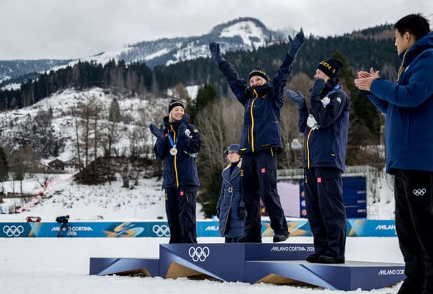 260210 Jonna Sundling of Sweden, Linn Svahn of Sweden and Maja Dahlqvist of Sweden celebrate on the podium after the women s classic technique cross-country skiing sprint final during day 4 of the 2026 Winter Olympics on February 10, 2026 in Val di Fiemme. Photo: Joel Marklund BILDBYRAN kod JM MT0969 skidor cross-country skiing langrenn Olympic Games, Olympische Spiele, Olympia, OS olympics winter olympics os ol olympiska spel vinter-os olympiske leker milano cortina 2026 milan cortina 2026 milano cortina 2026 olympic games milano cortina 2026 winter olympic games milano cortina-os milano cortina-ol vinter-ol 4 bbeng sprint jubel sverige guld silver brons bronze gold os-guld *** 260210 Jonna Sundling of Sweden, Linn Svahn of Sweden and Maja Dahlqvist of Sweden celebrate on the podium after the women s classic technique cross country skiing sprint final during day 4 of the 2026 Winter Olympics on February 10, 2026 in Val di Fiemme Photo Joel Marklund BILDBYRAN code JM MT0969 skiing cross country skiing cross country olympic games olympics winter olympics os ol olympiska spel vinter os olympiske leker milano cortina 2026 milan cortina 2026 milano cortina 2026 olympic games milano cortina 2026 winter olympic games milano cortina os milano cortina ol vinter ol 4 bbeng sprint jubel sverige guld silver bronz bronze gold os guld  Copyright: JOELxMARKLUND BB260210JM156