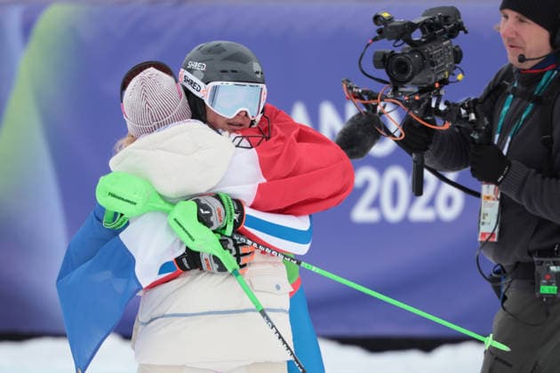 Marion Chevrier (FRA) during the Olympic Winter games, Winterspiele,Spiele, Summer games Milano-Cortina 2026, Alpine Skiing Women s Team Combined Slalom on February 10, 2026 at Tofane Alpine Skiing Centre in Cortina D Ampezzo, Italy  Copyright: xLucianoxMariaxBisi IPAxSportx xipa-agency.netx xx IPA_71222490 IPA_Agency_IPA71222490