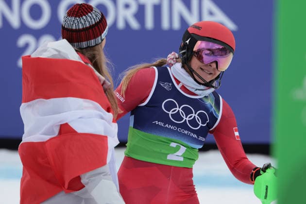 Katharina Gallhuber (AUT) during the Olympic Winter games, Winterspiele,Spiele, Summer games Milano-Cortina 2026, Alpine Skiing Women s Team Combined Slalom on February 10, 2026 at Tofane Alpine Skiing Centre in Cortina D Ampezzo, Italy  Copyright: xLucianoxMariaxBisi IPAxSportx xipa-agency.netx xx IPA_71222635 IPA_Agency_IPA71222635