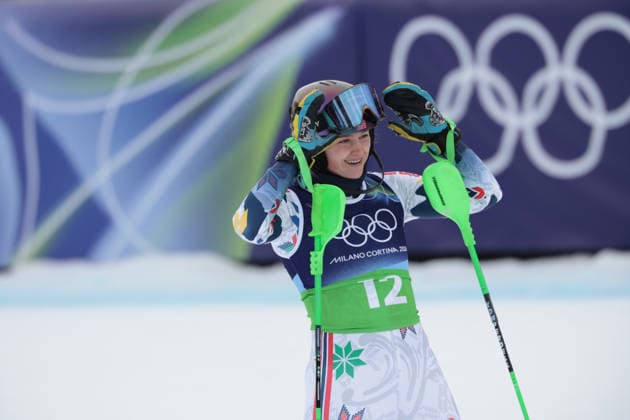 Bianca Bakke Westhoff (NOR) during the Olympic Winter games, Winterspiele,Spiele, Summer games Milano-Cortina 2026, Alpine Skiing Women s Team Combined Slalom on February 10, 2026 at Tofane Alpine Skiing Centre in Cortina D Ampezzo, Italy  Copyright: xLucianoxMariaxBisi IPAxSportx xipa-agency.netx xx IPA_71222755 IPA_Agency_IPA71222755
