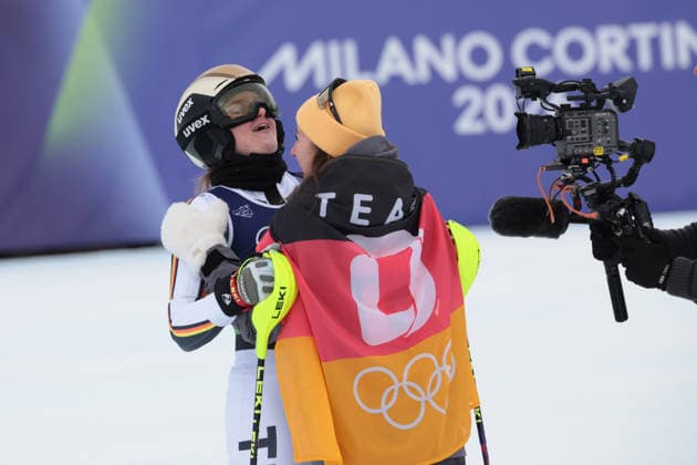Emma Aicher (GER) during the Olympic Winter games, Winterspiele,Spiele, Summer games Milano-Cortina 2026, Alpine Skiing Women s Team Combined Slalom on February 10, 2026 at Tofane Alpine Skiing Centre in Cortina D Ampezzo, Italy  Copyright: xLucianoxMariaxBisi IPAxSportx xipa-agency.netx xx IPA_71222825 IPA_Agency_IPA71222825