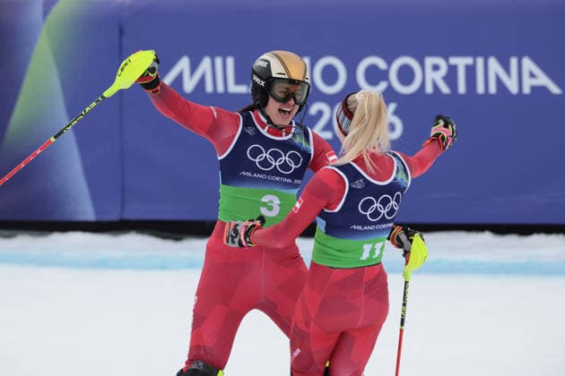 GIOCHI OLIMPICI - Olimpiadi Invernali Milano-Cortina 2026 - Alpine Skiing Women s Team Combined, Slalom Katharina Huber (AUT) during the Olympic Winter games, Winterspiele,Spiele, Summer games Milano-Cortina 2026, Alpine Skiing Women s Team Combined Slalom on February 10, 2026 at Tofane Alpine Skiing Centre in Cortina D Ampezzo, Italy Cortina D Ampezzo Italy  Copyright: xIPAxSport ABACAx