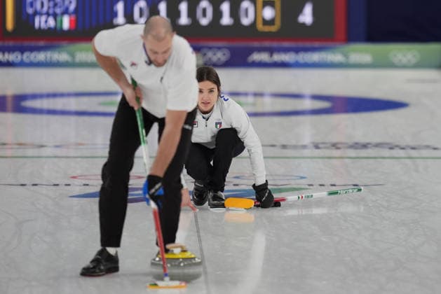 Finale di doppio misto Curling tra Italia e Gran Bretagna per la medaglia di bronzo in occasione delle Olimpiadi Invernali Milano-Cortina 2026 2026 10 Febbraio 2026, Cortina, Italia (Foto Davide Spada LaPresse)  Copyright: xSpada LaPressex