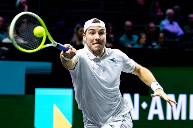 ROTTERDAM, NETHERLANDS - FEBRUARY 10:Jan-Lennard Struff of Germany plays a forehand in his Men s Singles First Round match against Hugo Grenier of France during Day Two of the ABN AMRO Open at the Rotterdam Ahoy on February 10, 2026 in Rotterdam, Netherlands. (Photo by Rene Nijhuis) SPO  Copyright: xRenexNijhuis