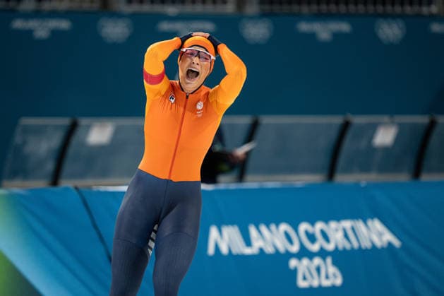 2026 Winter Olympics: Women s 1000m Speed skating, Eisschnelllauf Jutta Leerdam (15-O) of the Netherlands celebrates after setting a new Olympic record of 1:12:31 during the Women™s 1000m Speed Skating of the 2026 Winter Olympics, Monday, February 9, 2026, at the Milano Speed Skating Stadium in Milan, Italy. (Jon Endow Image of Milan Lombardy Italy EDITORIAL USE ONLY Copyright: xJonxEndowx JonxEndowx iosphotos395522